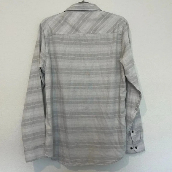 Travis Mathew Shirt Mens Medium Long Sleeve Gray Striped Button Up - Picture 9 of 10